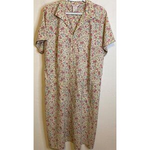 Vintage CAROLINA MAID Floral Belted Short Sleeve House Dress Sz 20 1/2 Style 189